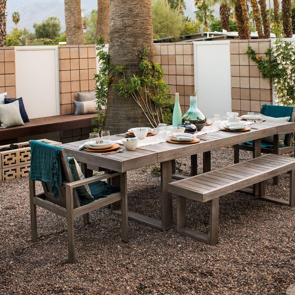 Portside Outdoor Expandable Dining Table - Weathered Grey | west elm